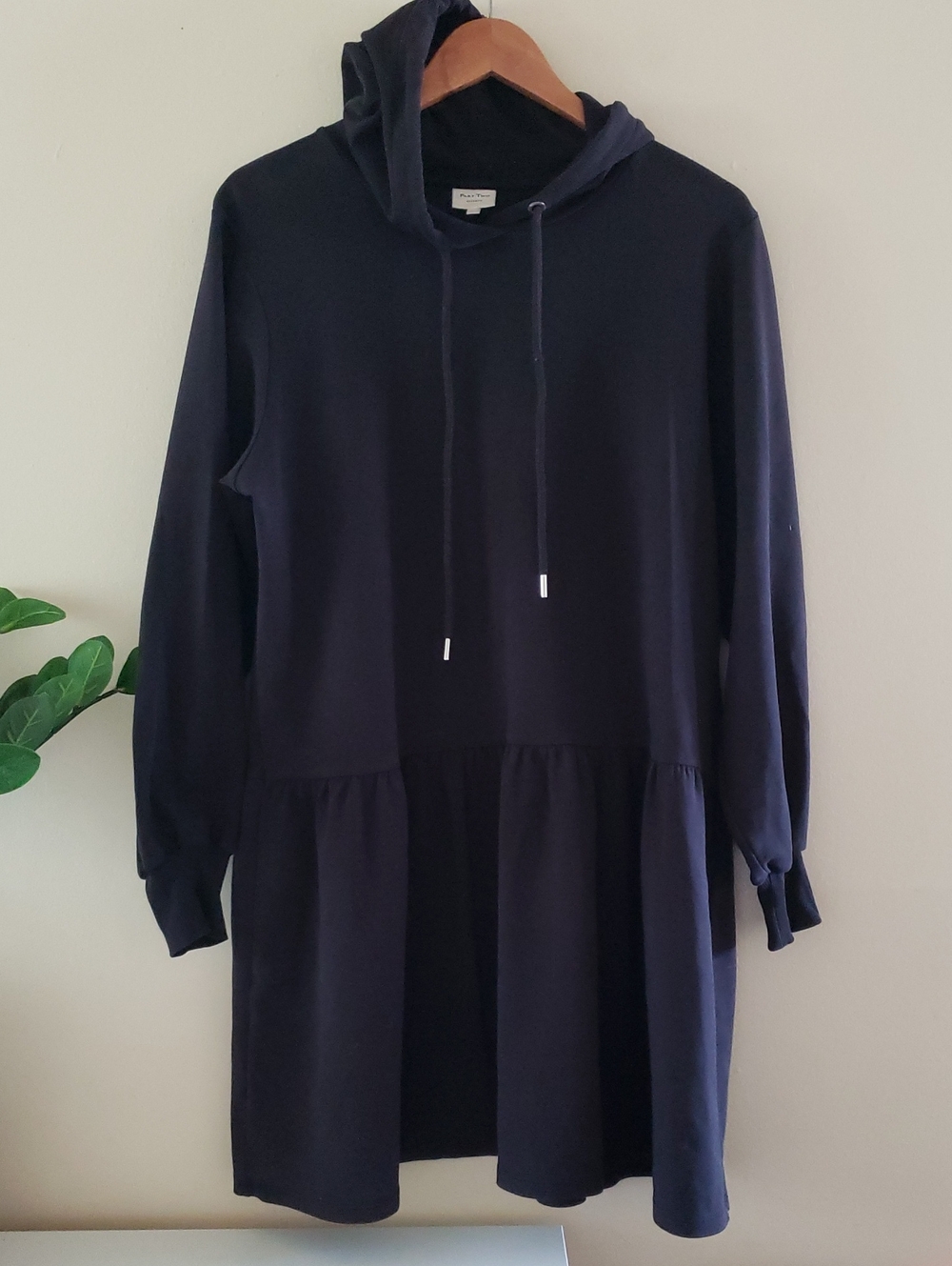 Part Two Leisure Organic Cotton Blend Hooded LS Sweater Dress - Black - L
